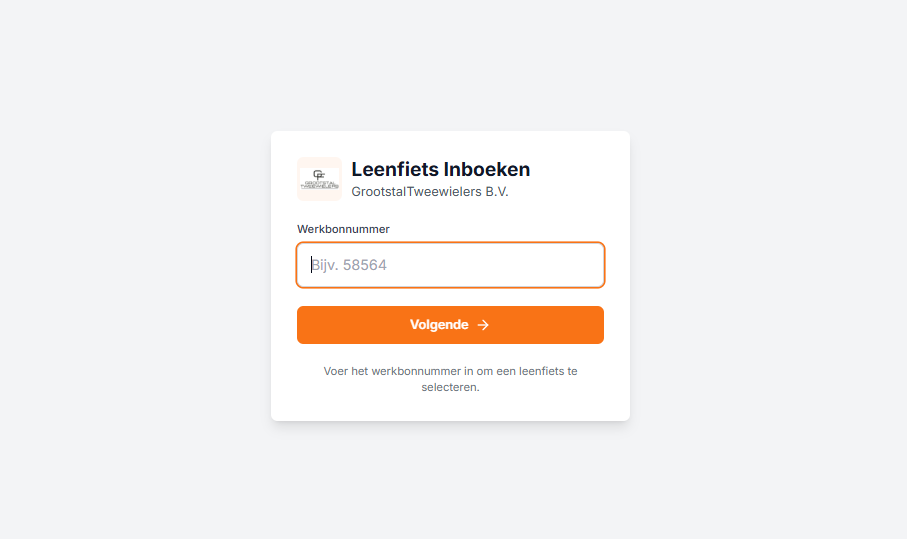 Leenfiets inboeken via CycleSoftware werkbonnummer