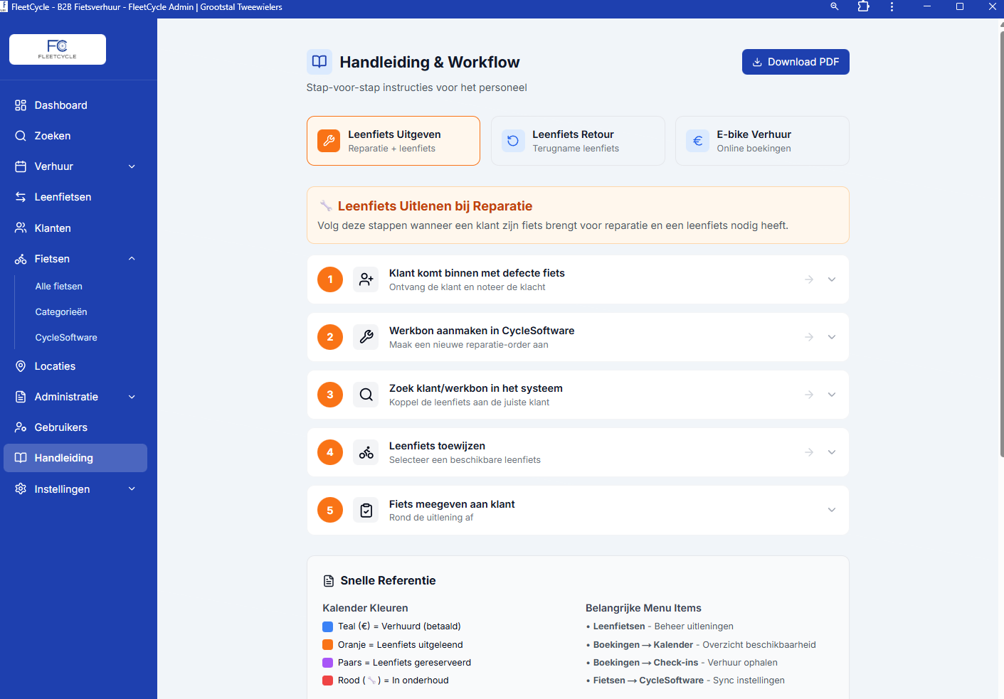 Ingebouwde stap-voor-stap handleiding voor personeel